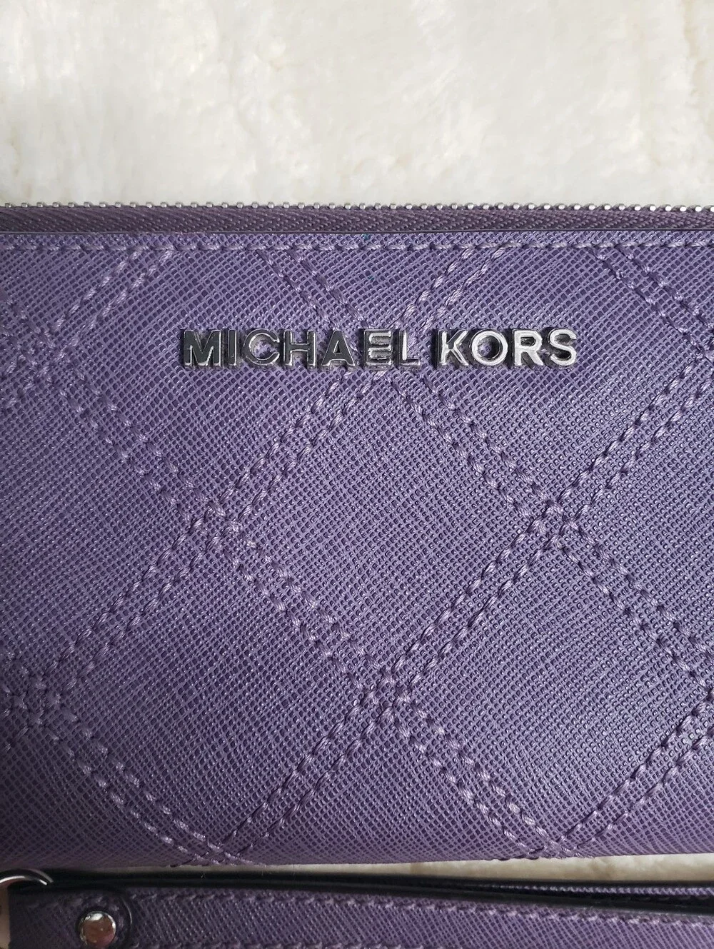 Michael Kors Purple Quilted Zip-Around Wristlet Wallet